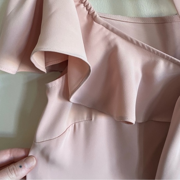 JAY GODFREY Pink Mini Dress Ruffle and Bow Details Off the Shoulder NWT - Picture 9 of 16